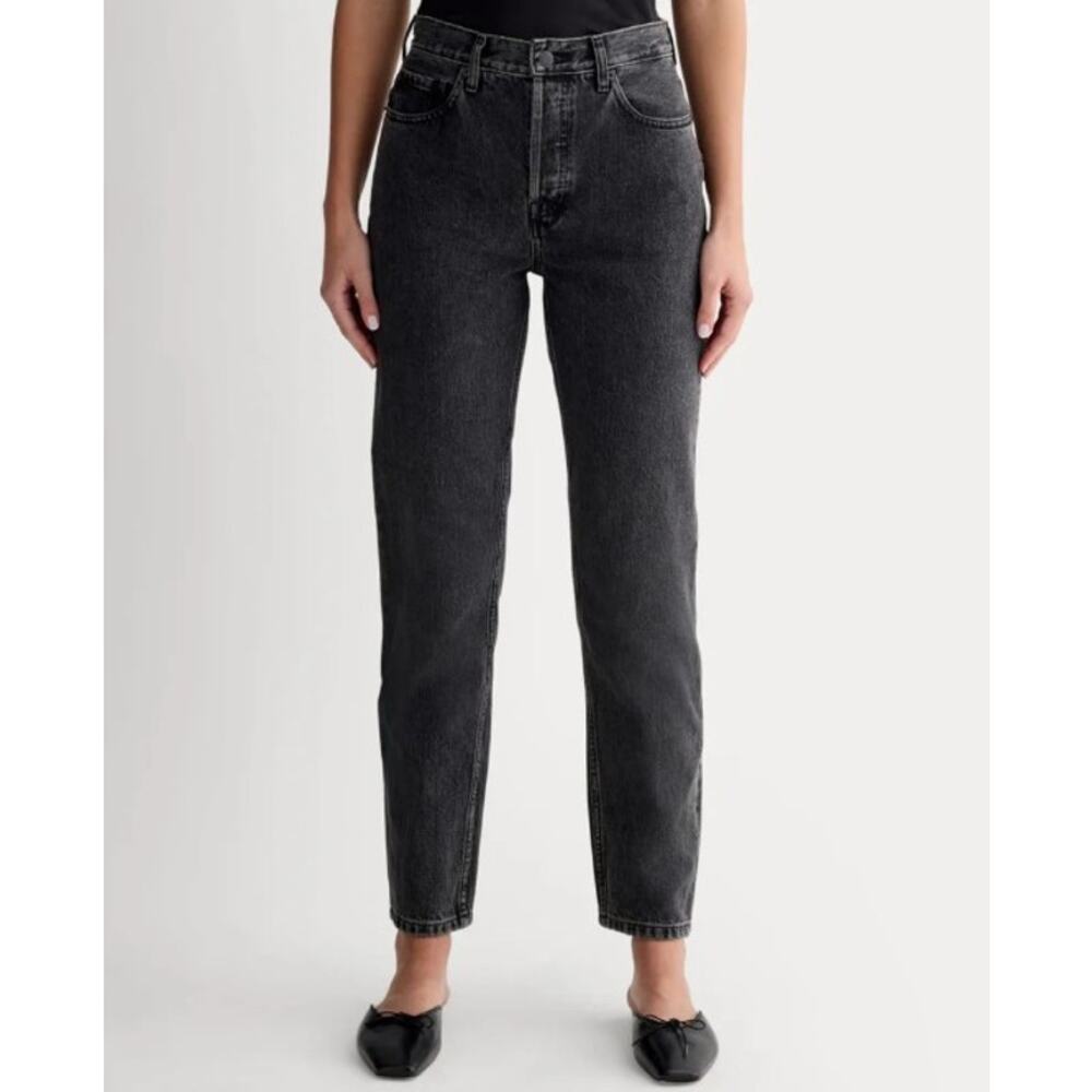 Everlane The Curvy 90s Cheeky Straight Crop Jeans, Faded Black Wash, Size 24